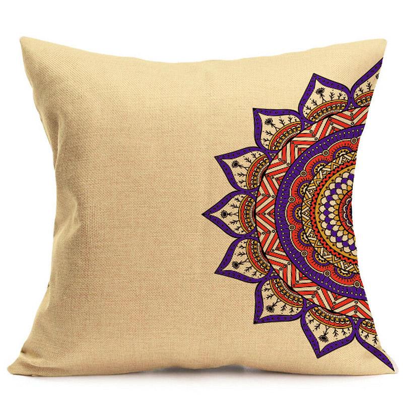 

Ancient National Printing Pattern Cotton Linen Pillowcase Car Sofa Cover Cushion Q