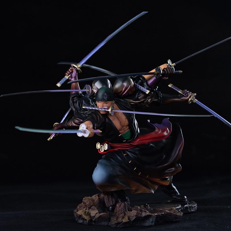 

Anime One Piece Figure Battle Scene Three Heads Six Arms Zoro Nine Knife Flow Action Model Collection Children Birthday Toy Gift