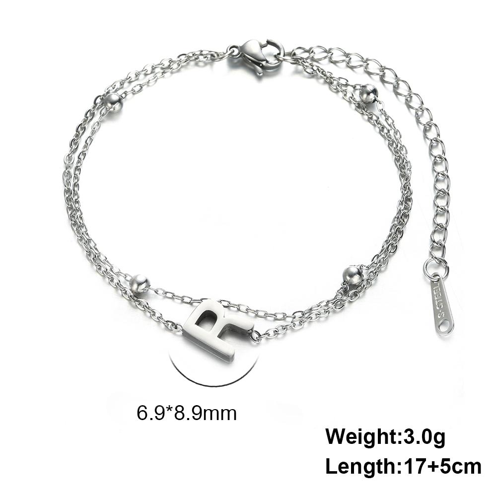Dreamtimes 26 Alphabet Letter Charm Bracelet Silver Color Chain Initial Bracelets For Women Jewelry Adjustable Birthday Gift