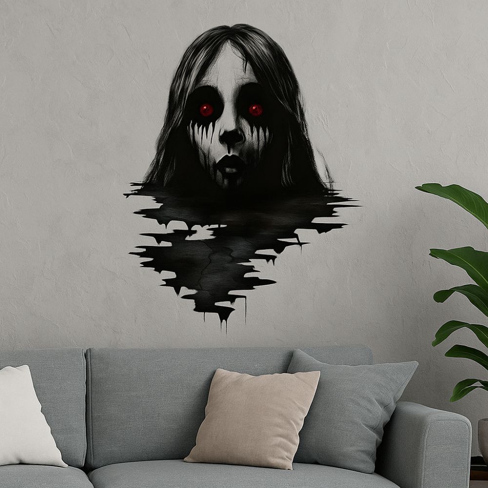 Fun Self-Adhesive Halloween Wall Decals Removable Thriller Scary Wall Stickers Realistic Wall Clings Living Room
