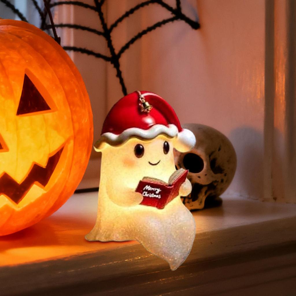 Ghost Night Light Spooky Table Decor Halloween Ghost Night Light Horror Desktop Ornament Christmas LED Lamp For Kitchen Living