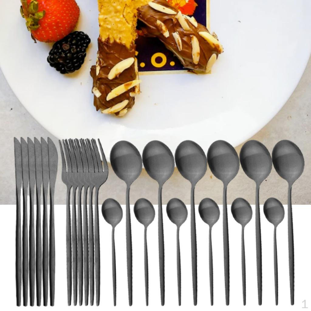 Cutlery Set Picnic Dinnerware Black