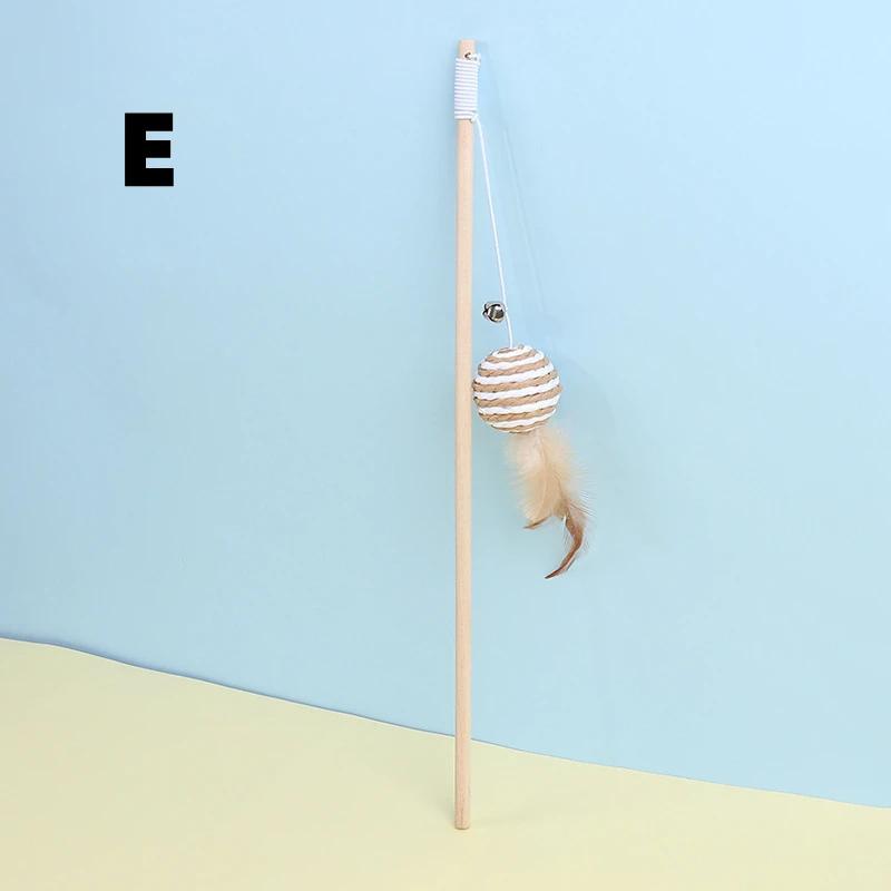 New Mouse Wooden Teasing Cat Rod Cat Toy Pet Supplies Feather Bell Wooden Rod Teasing Cat Stick
