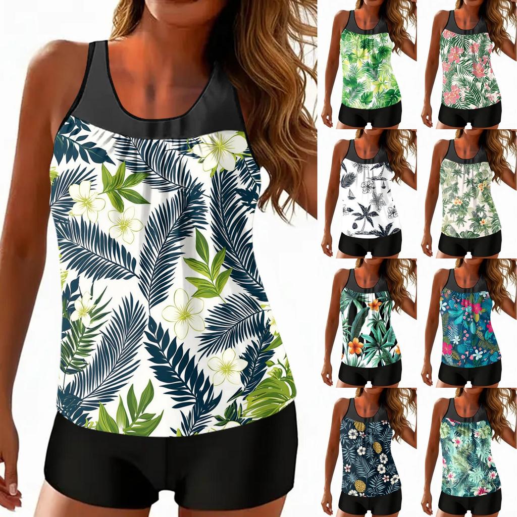 Women's Bohemian Print Split Swimsuit Sport Swimsuit