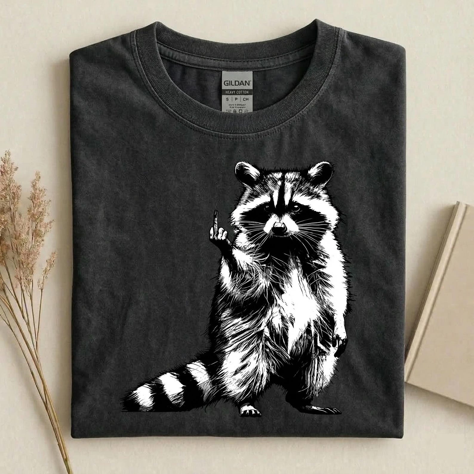 Raccoon Middle Finger T-Shirt, Funny Rude Raccoon Shirt, Sarcastic Animal Graphic Tee, Dark Humor Gift, Trash Panda Shirt S