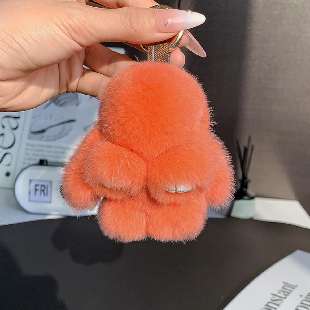 Cute Bunny Doll Plush Keychain Fashion Soft Fluffy Backpack Pendant Home Car Decoration Gift Toy Real Mink Fur Rabbit Keychains