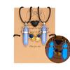 2PCS Luminous Hexagonal Column Couple Necklace for Women Men Astronaut Magnetic Heart Natural Stone Choker Lover Charm Jewelry