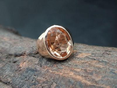 Morganite Gemstone Ring, Handmade Jewelry, Mens Ring, Unisex Gift, Rose Gold Ring, Statement Jewelry, 925 Sterling Silver