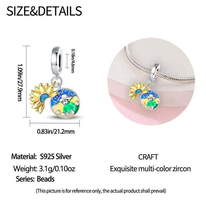 Charm Beads Original Copper Plated Starry Sky Sunflower Pendant Beads Fit Fashion Bracelet Diy Fine Gift Item Women Delicate Jewelry