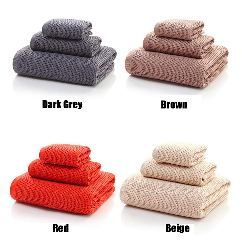 Modern 3PCS Towel Set Soft Cotton Hand Face Bath Towel Bathroom Shower Towels For Adults Kids Honeycomb Design juego de toallas