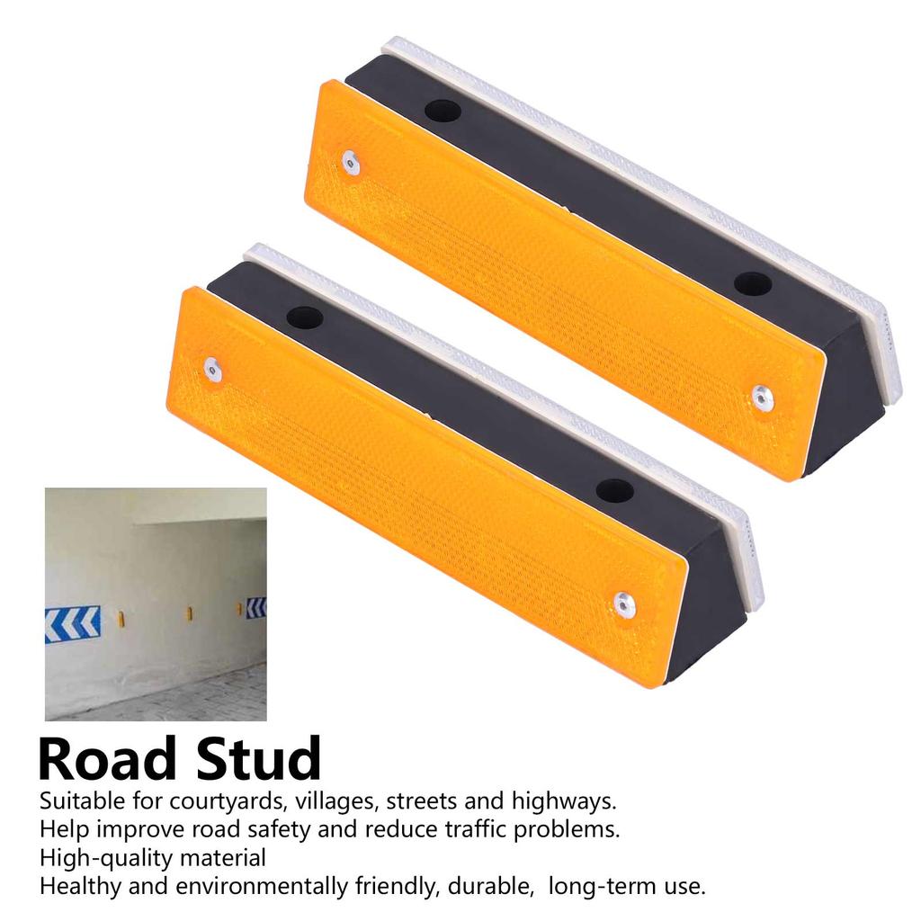 2PCS Rectangle Reflective Sign Road Stud Marker for Highway Traffic Warning Facilities(YellowWhite )