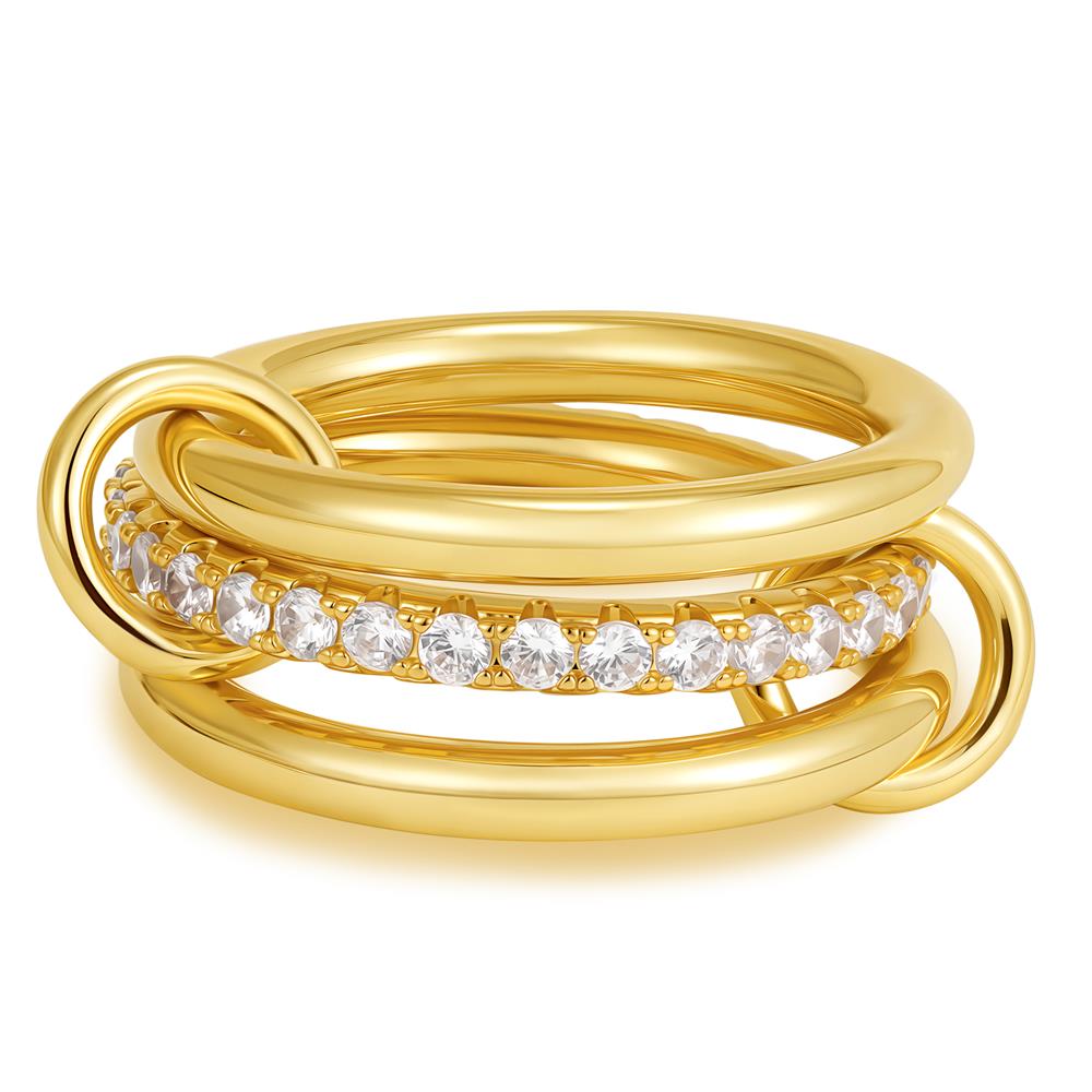 Anello Stacked Everly Multistrato Oro Placcato Chunky Zircone Intrecciato Anelli Collegati Multi Maglia Gioielli Statement Eternity Regalo