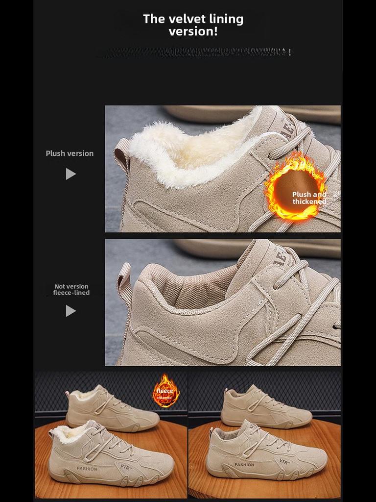 2023 Men's Trendy Winter Plus Velvet Non-Slip Work Shoes - Warm, Thick Cotton for All-Match Construction and Labor Protection