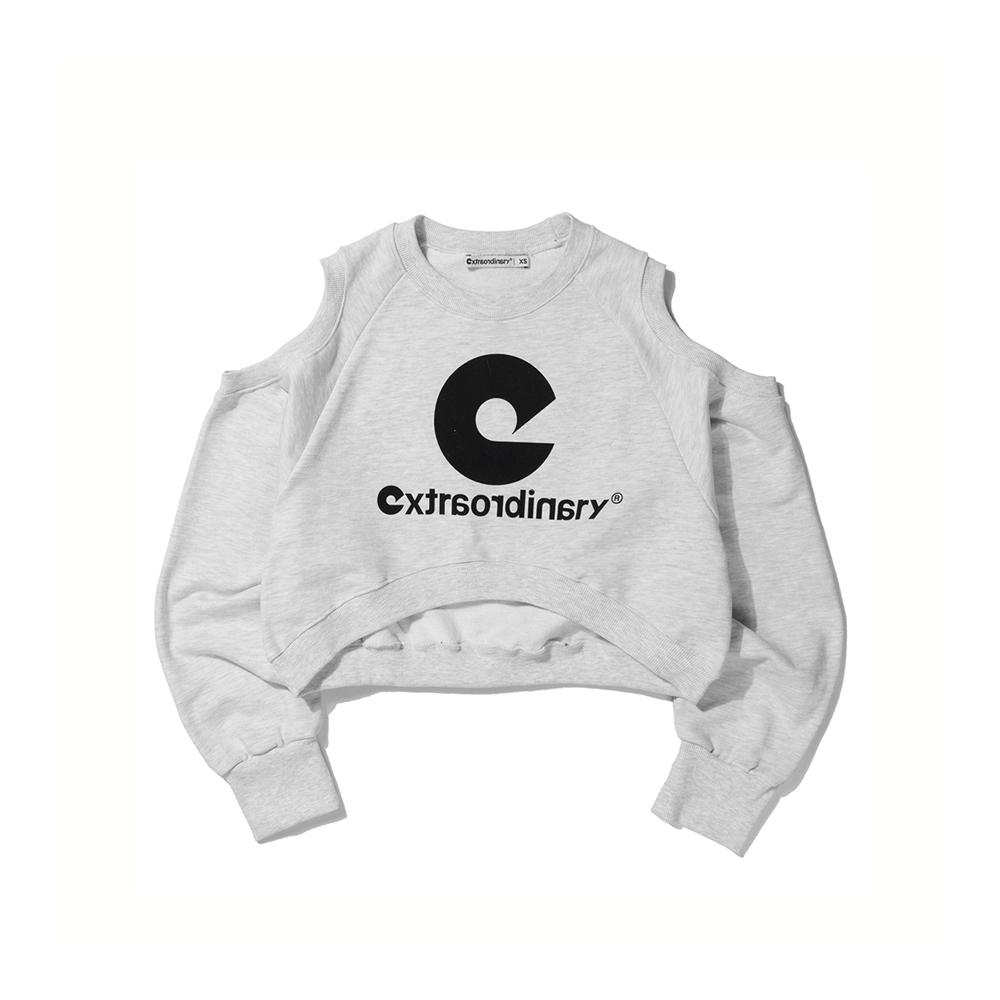Необычный серый укороченный свитшот с символом W Free/Free