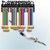 Metal Medal Display Rack Wall Mounted Holder Heavy Duty 20 Hooks for Sports Marathon Race Swimming Award Organizer Black 40x11cm