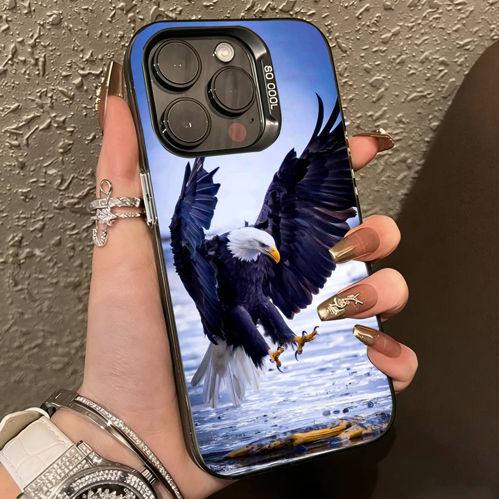 Eagle Cool-l Anima Phone Case For iPhone 17,16,15,14,13,12,11 Plus,Pro Max,XS,Colorful Silver Black Cover