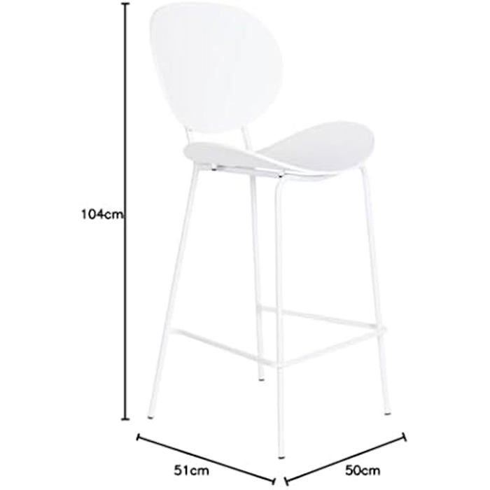 Tabouret - DKD HOME DECOR - Noir Métal Blanc - 52,5 x 49 x 104 cm - Polypropylène - Design Contemporain