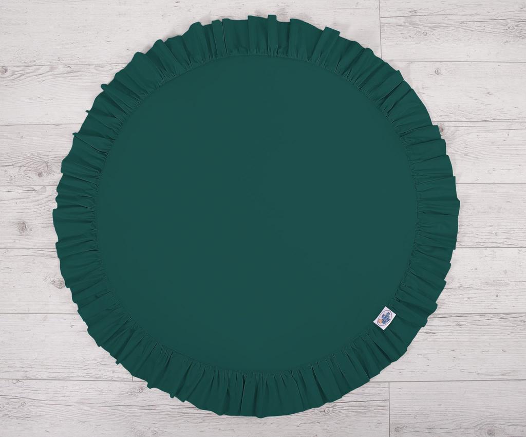 Set: Hanging Cotton Canopy for a Children's Room and a Mat with a Ruffle - Bottle Green