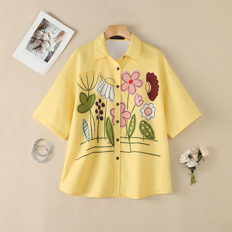 ZANZEA Women Casual Turn Down Collar Floral Print Loose 3/4 Sleeve Blouse S