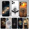 Geography Art Compass Phone Case For iPhone 16,15,14,13,12,11 Plus,Pro Max,XS,X,XR,SE,Mini,8,7 Soft Silicone Black Cover