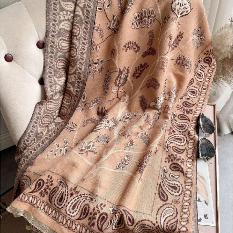 Premium Double-Sided Jacquard Houndstooth Scarf Wrap Women Winter Fall Warm Cotton Blend Shawl 185x70cm