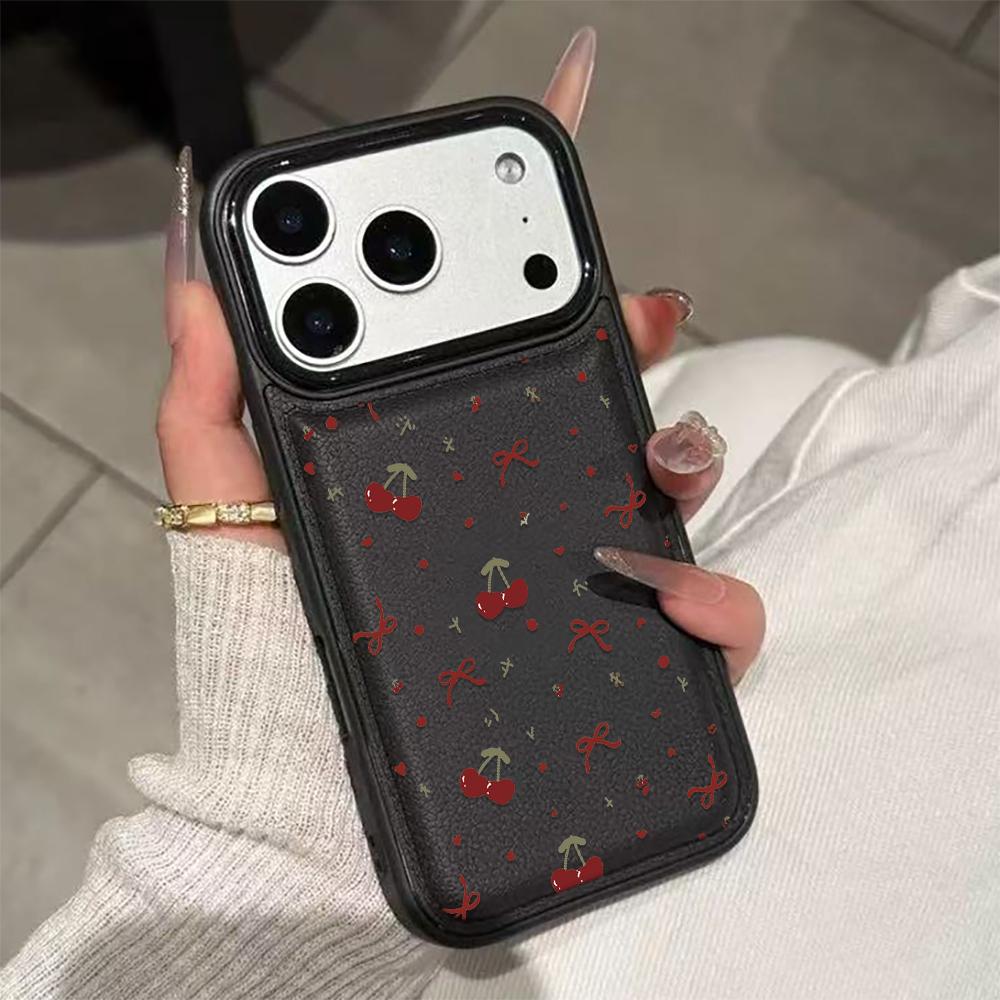 Bow Cherry Phone Case For IPhone 17 17Air 16 15 Case For IPhone 11 13 12 14 Pro Max 16 15 14 Plus Cover Case Funda 17 17Air