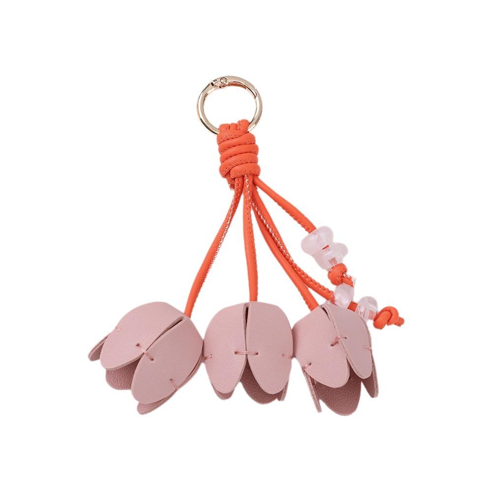 Tulip Shape Bag Charm Gold Tone Decorative Charm Elegant Keychain Pendant Gift Accessory