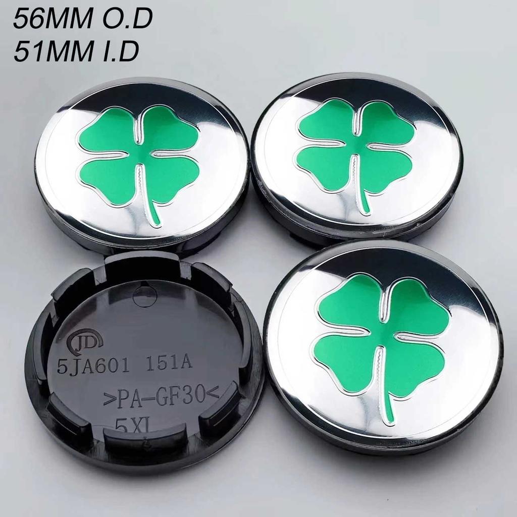 AAKM8 4PCS Universal 56MM Four Leaf Clover Car Wheel Center Hub Caps Emblem For BMW Honda NISSAN SUBARU KIA VW