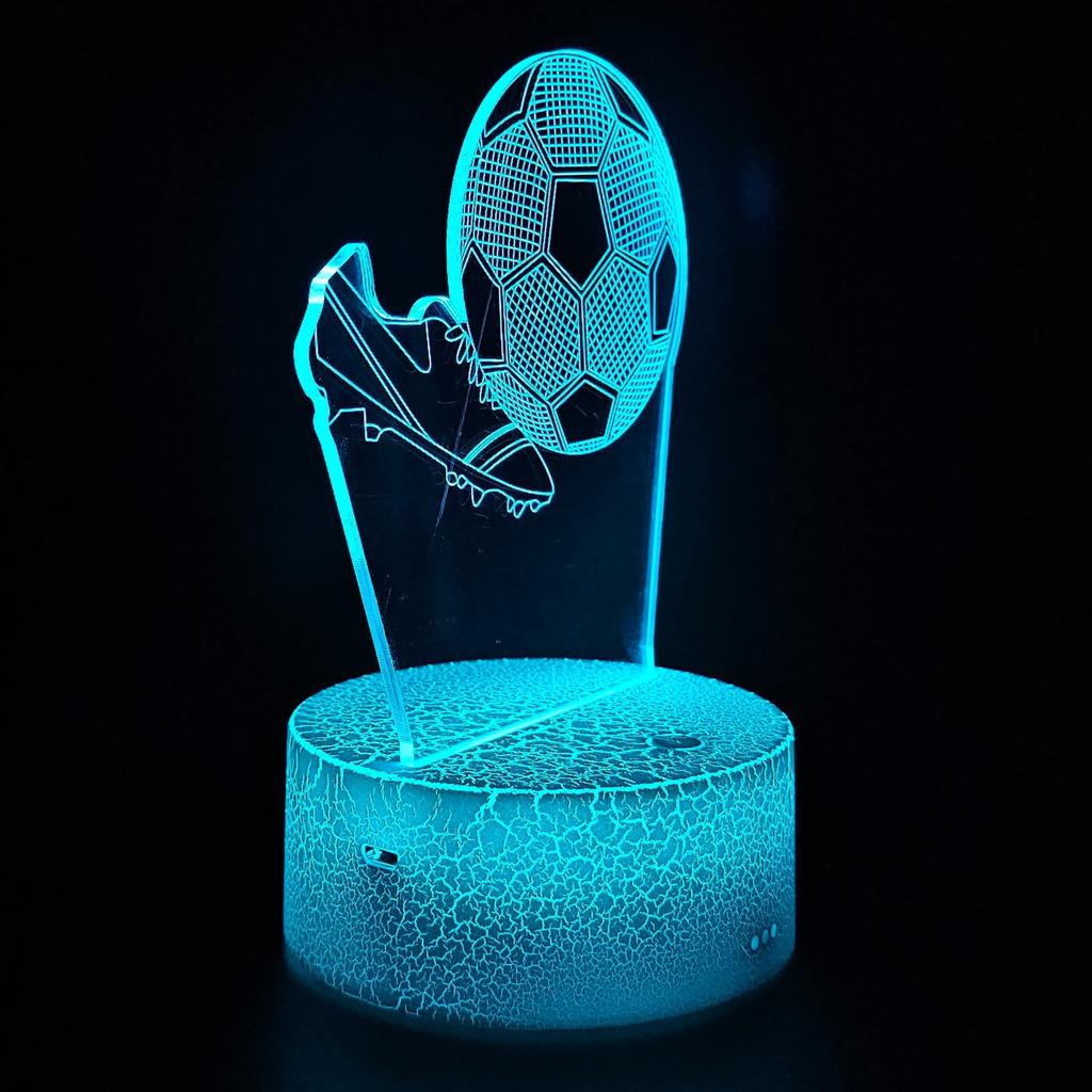 Night Desk Lamp For Children Soccer Football Cleats 3D Illuminated + Remote Control