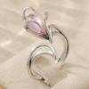 Vintage And Trendy Pink Color Teardrop Shaped Zircon Inlaid Open Ring, A Lovely Daily Holiday Accessory Gift For Women