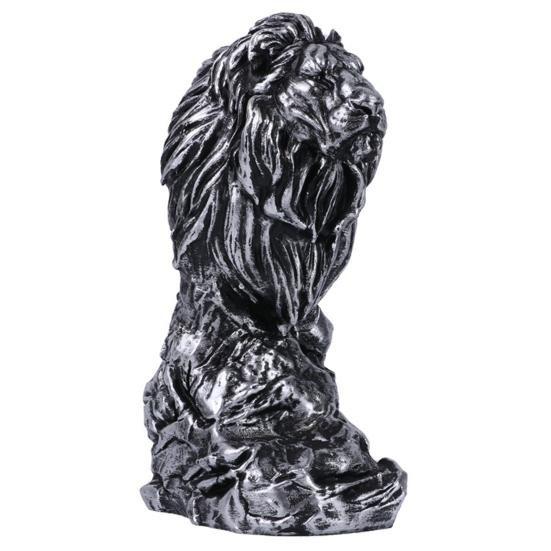Animal Head Statue Resin Lion Figurine Rhinoceros Statue Retro Style Lion Buffalo Sculpture for Office Bedroom Living Room Decor