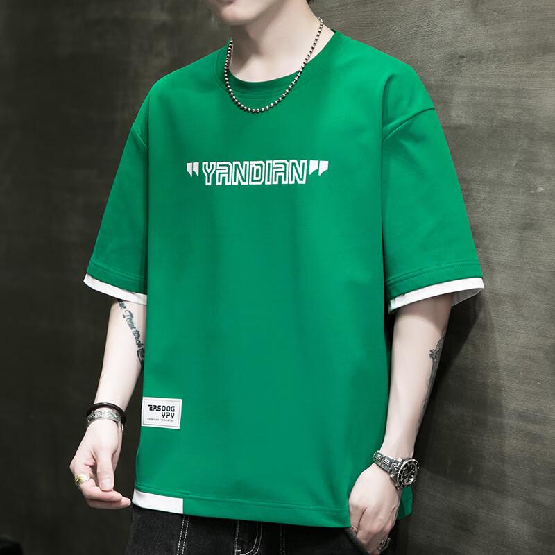 JIAOXIU Men's Trendy Loose Fit Half-Sleeve T-Shirt