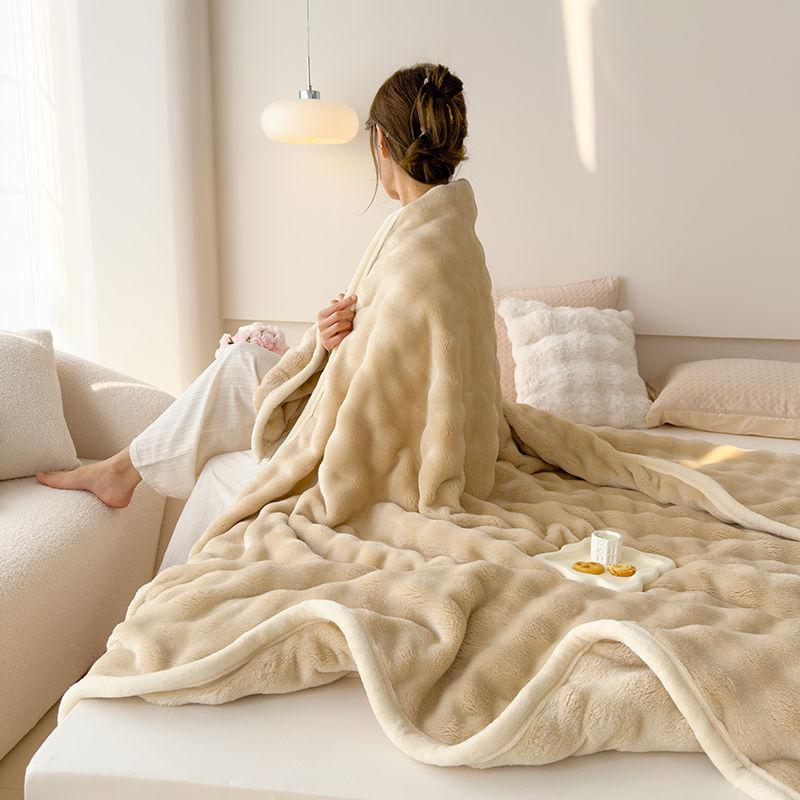 Blanket, Bubble Velvet Summer Blanket, Office Cover Coral Velvet Sofa Air Conditioning Blanket Thickened Bed Sheet