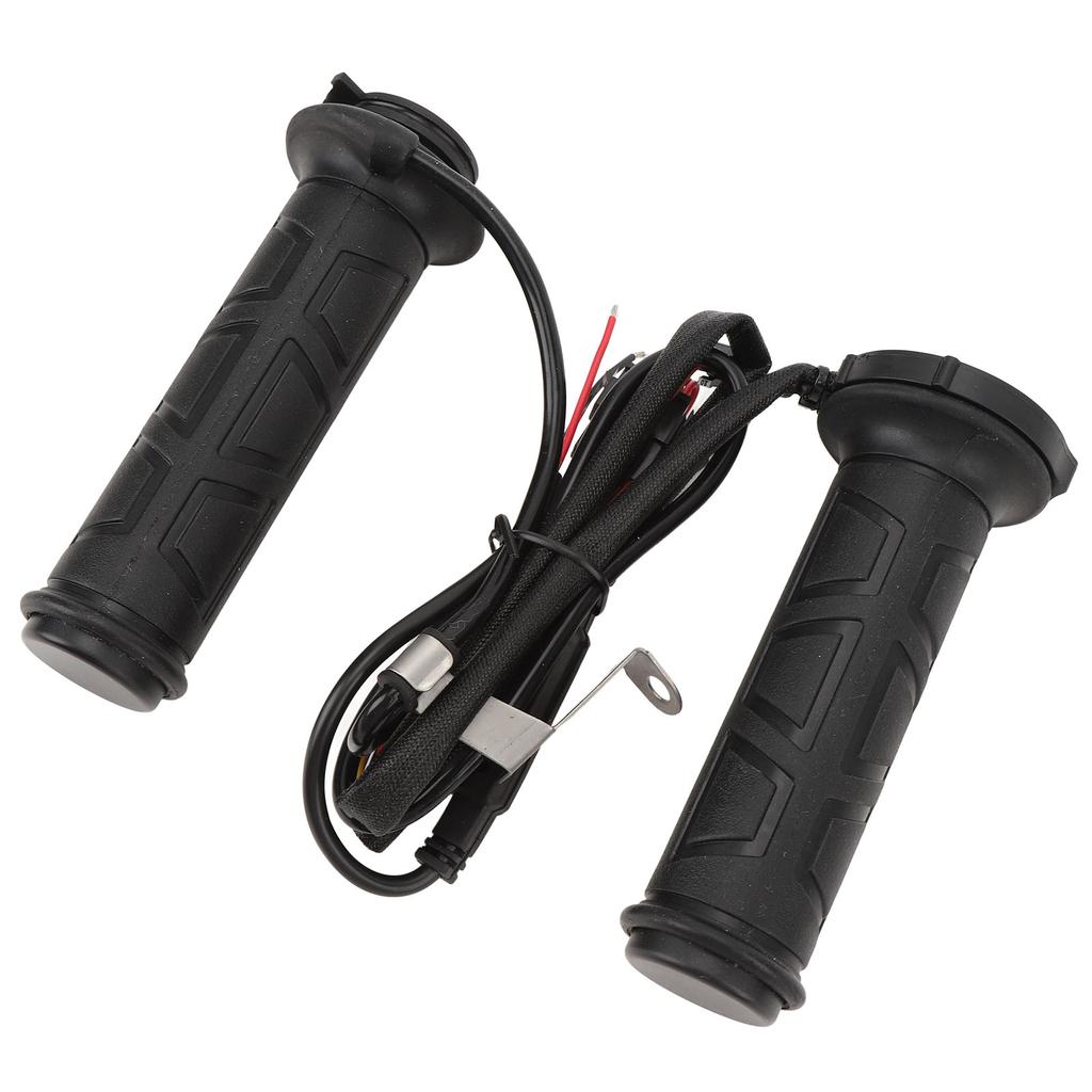 Motorcycle Heated Handlebar Grips Water Resistant DC12V Rubber Electric Hand Grip Warmer with Adjustable Temperature
