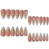 Almond Shape French Tip Press On Nails with Gold Edge & Bow, Elegant Daily False Nails