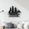 Custom Nautical Ship Silhouette Metal Sign Personalized Wall Art Home Office Coastal Vintage Durable Decor