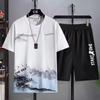 Men's New Summer Suit Casual Splicing Round Neck Half Sleeve Sports Plus Size Men's Clothing