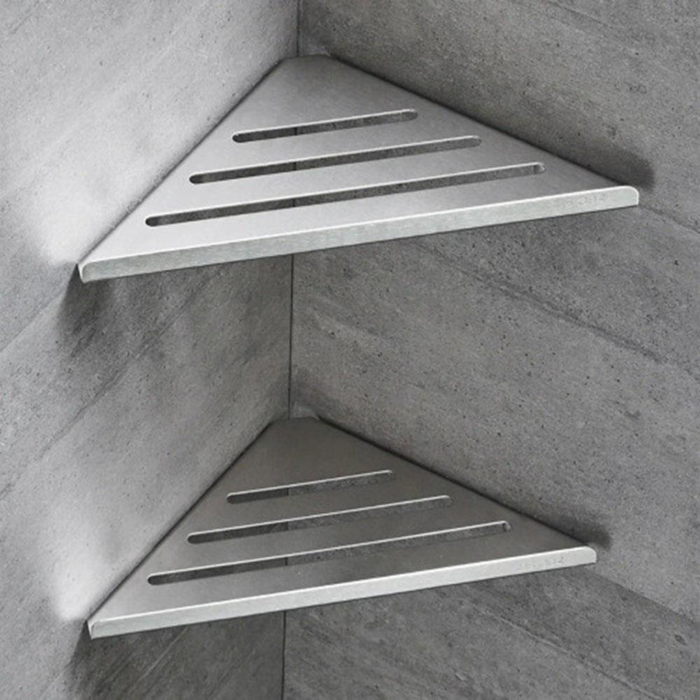 304 Stainless Steel Triangular Storage Rack No Drilling Bathroom Shower Corner Shelf Multi Functional Wall Corner Organize Rack