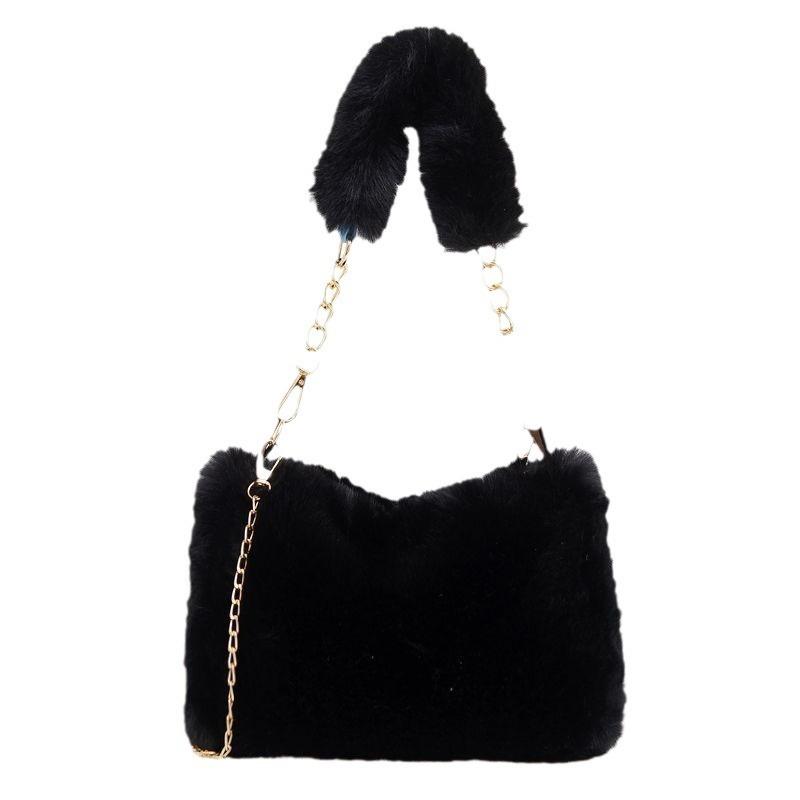 New Plush Bag Cute and Fashionable Portable Small Square Bag Women's Niche Chain Messenger Bag Hair