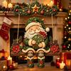 Rustic Christmas Home Accents Santa Claus Hanging Ornaments, Wooden Pendant with Hemp Xmas Party Supplies Rope, Vintage Wall Decoration for