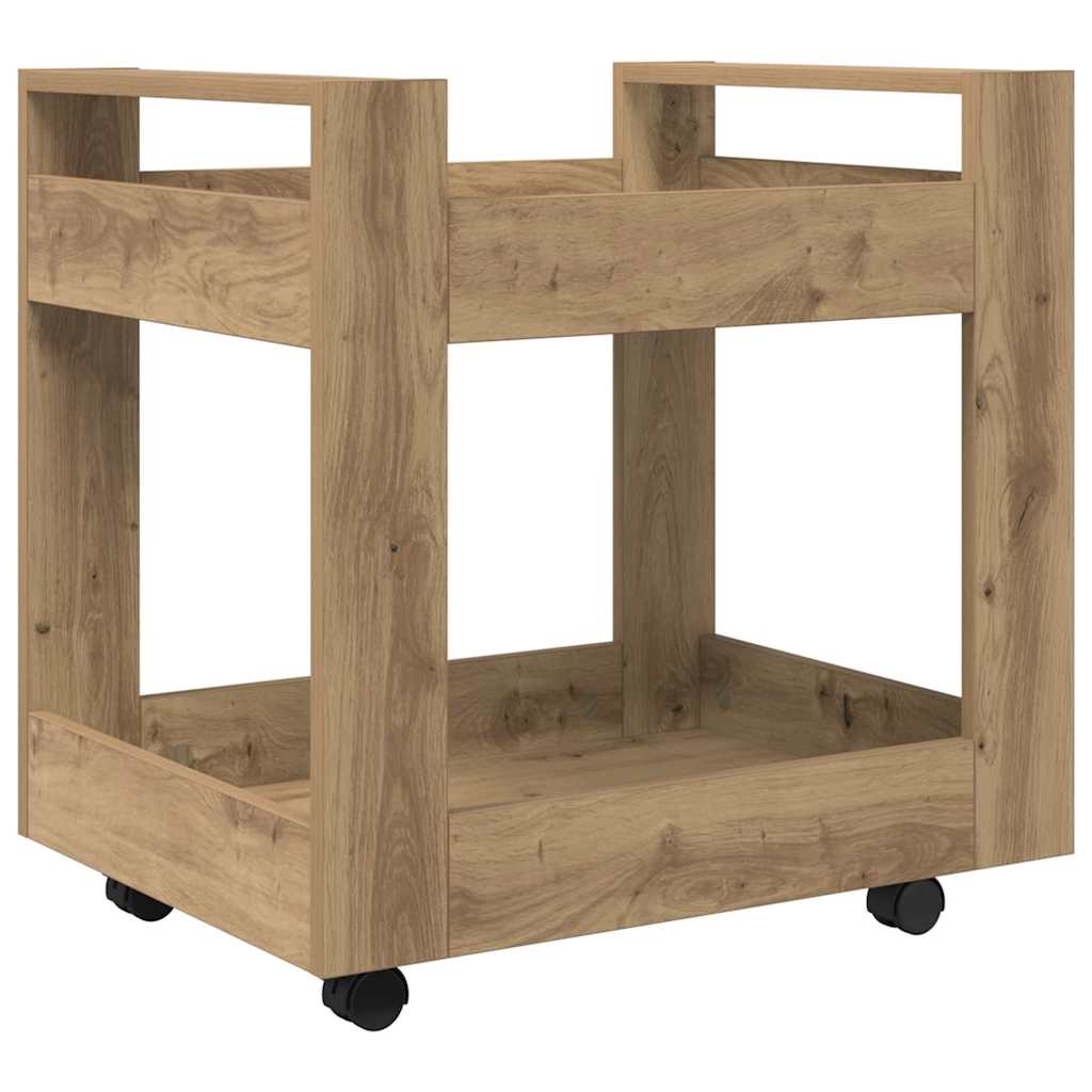 Artisan Oak Mobile Desk Cart 60 x 45 x 60 cm Engineered Wood
