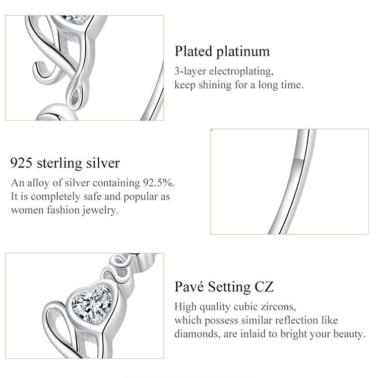 WOSTU Anello A Forma Di Cuore In Argento Sterling 925 Anello A - Foto 11