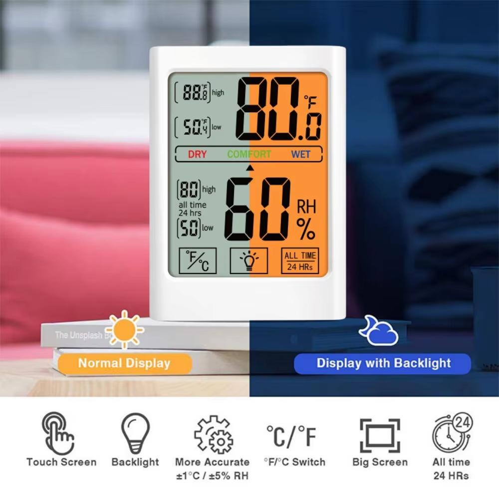 Temperature And Humidity Meter Wireless Indoor Outdoor Backlight Magnetic Digital LCD Temperature Sensor