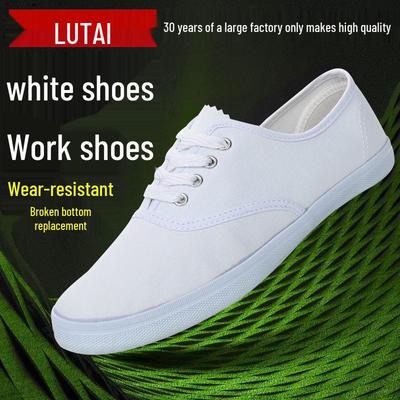Lutai Spring and Autumn Casual White Mesh Canvas Shoes with Rubber Sole for Men and Women.