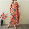 Women's Vintage Long Dress with Cotton and Linen Patterns