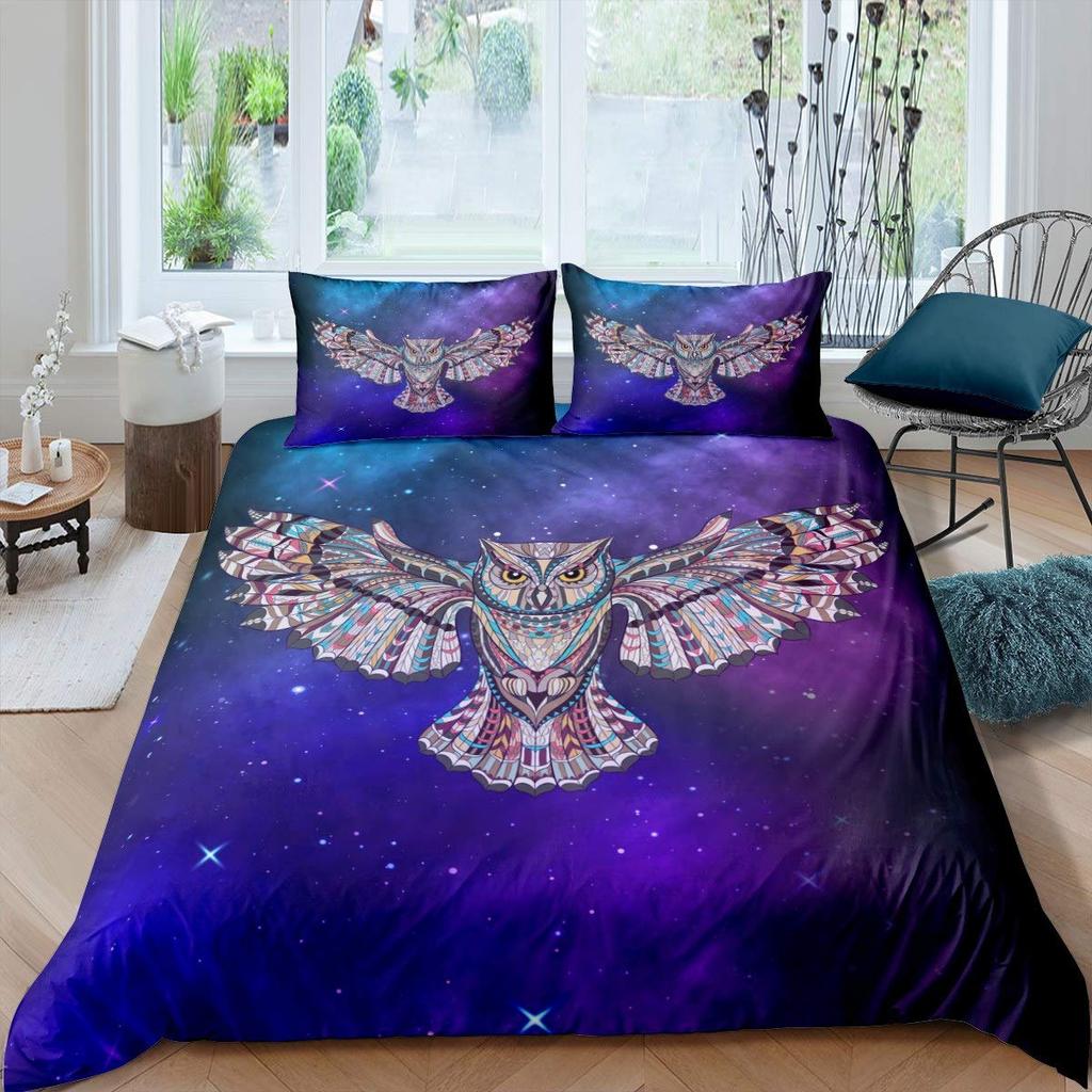 Owl Duvet Cover Twin King Queen Size Cartoon Owl Comforter Cover Bird Animal Bedding Set Kid Quilt Cover Polyester Quilt Cover