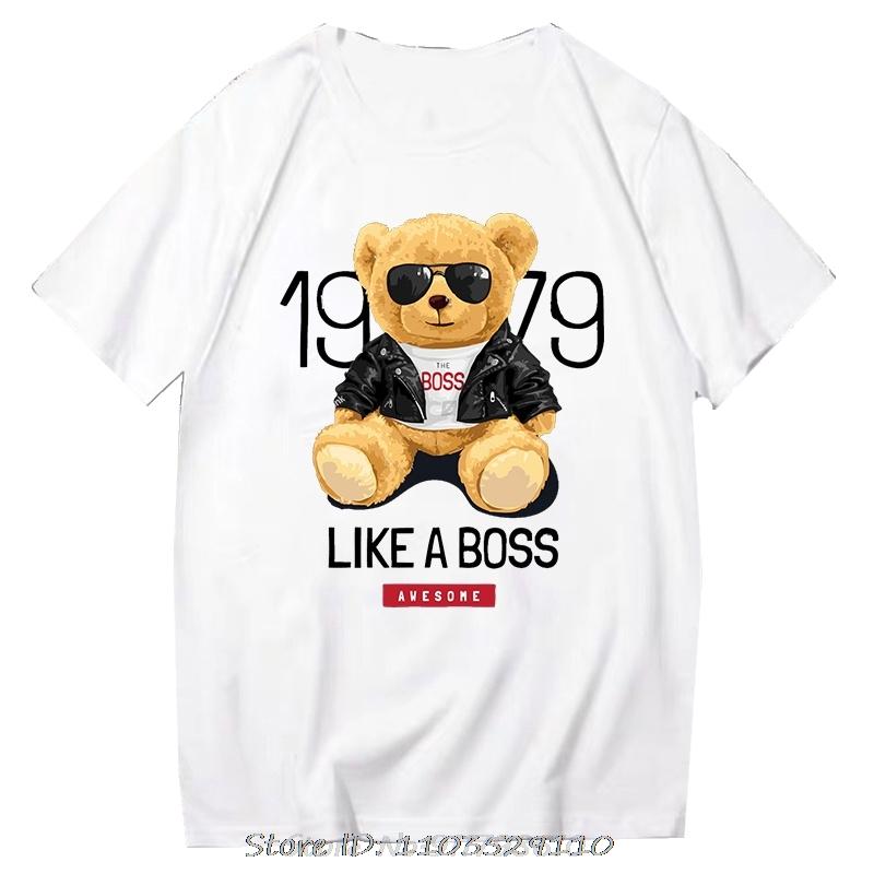 Teddy Bear Tshirt Cool Robotic Graphic Tops Harajuku Cartoon Streetwear Fitness Clothes Casual Fashion Tee Roupas Masculinas