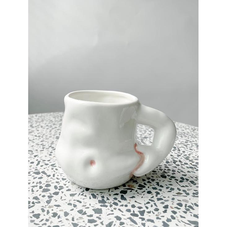 Керамическая кружка ручной работы 14 унций с толстым дном | Кофейная кружка с ручкой-рукой | Толстая кружка | Кофейная кружка-пузатик | Подарок на День отца