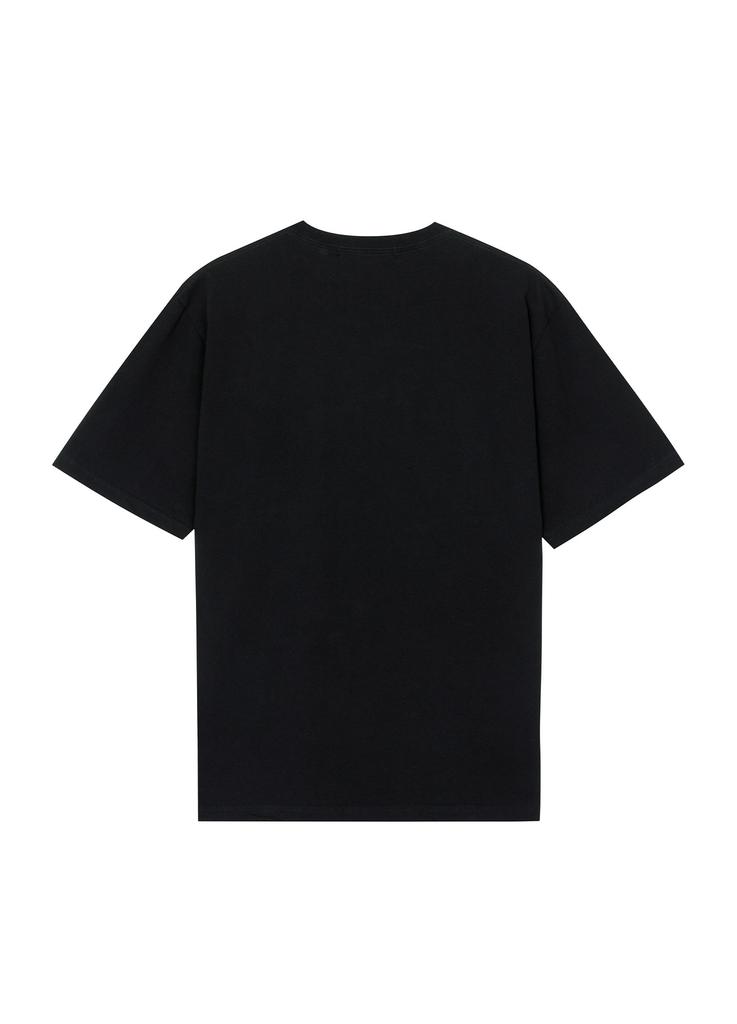 MEN IN JUNGLE Western Medallion Stitch Pocket T-Shirt - Black