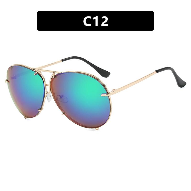 New Classic Pilot Oversized Men Sunglasses Vintage Metal Sun Glasses Women Mirror Gradient Colors Driving Male Shades UV400